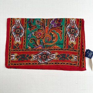 Honey Vintage Silk Scarf NWT Green Red 10x50